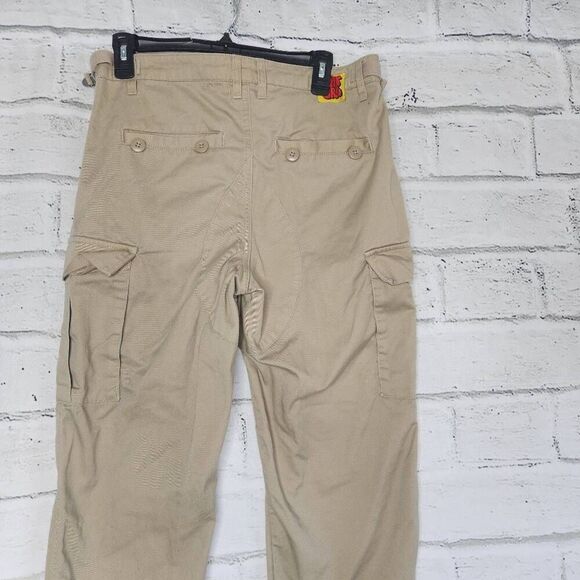 Empyre Mens Tan Khaki Mid-Rise Relaxed Fit Flat Front Baggy Cargo Pants Size 28 - Picture 9 of 13
